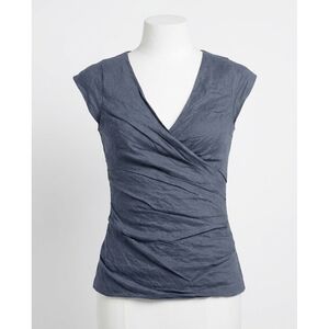 NEW NICOLE MILLER cotton metal logan top in denim blue